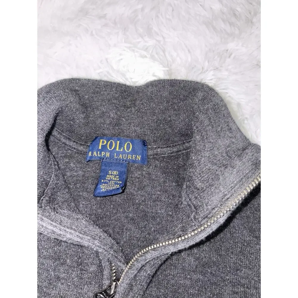Ralph Lauren Boys 8 Classic 1/4 Zip Charcoal Top. Comf, Exc. Quality